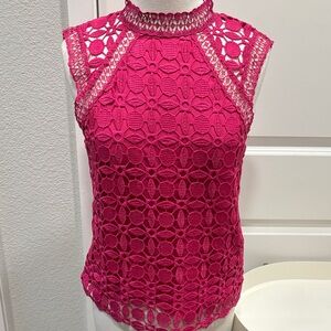 EUC Fuchsia Lace Sleeveless Blouse